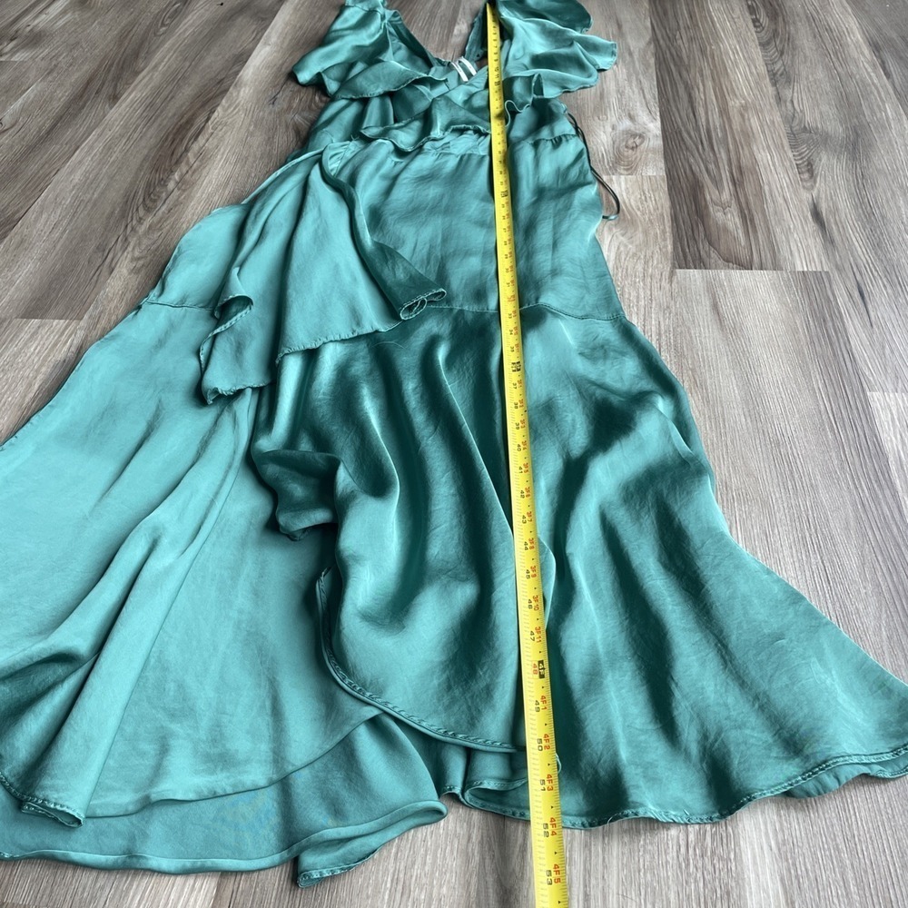 Elegant Teal Wrap Dress - Picture 7 of 9